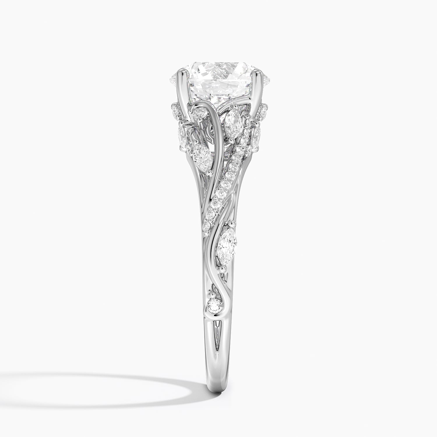 14K White Gold Begonia Vine Diamond Ring (1/2 ct. tw.), large side view
