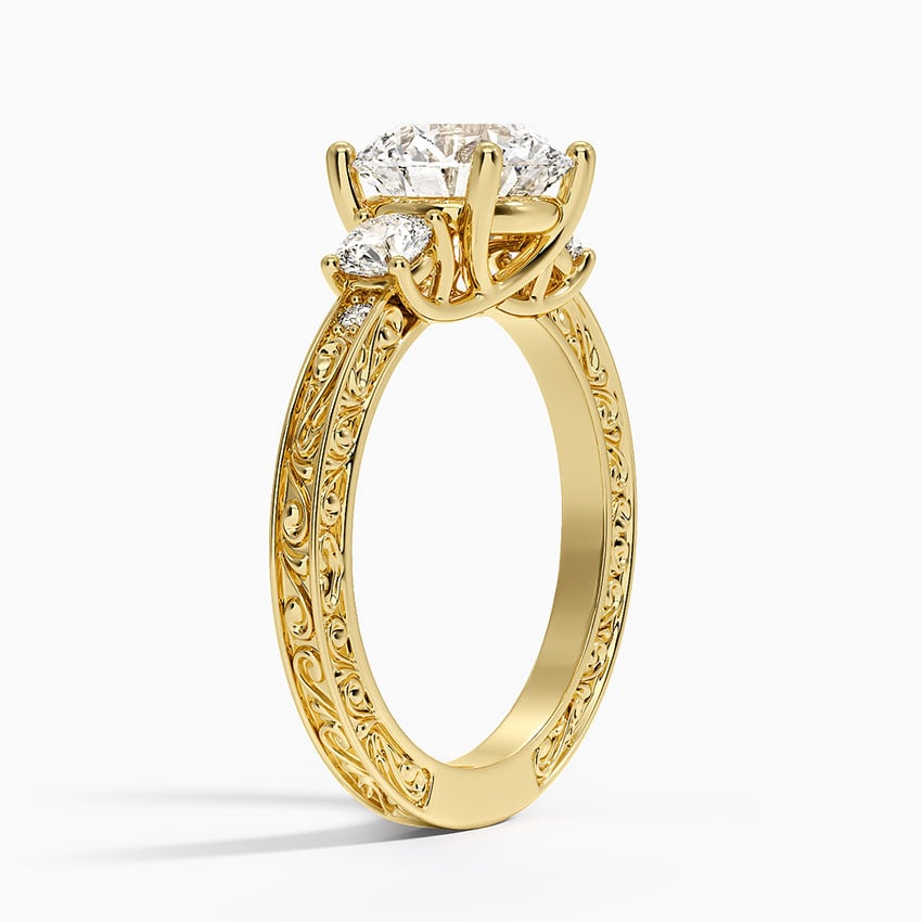 Antique Scroll Engraved Three Stone Diamond Ring (1/3 ct. tw.)