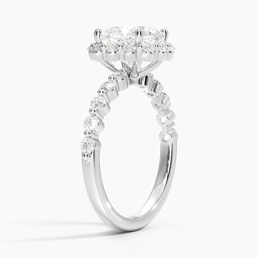 Shared Prong Halo Engagement Ring