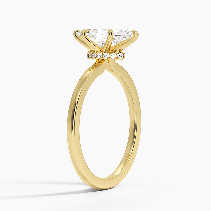 18K Yellow Gold Secret Halo Six-Prong Diamond Ring