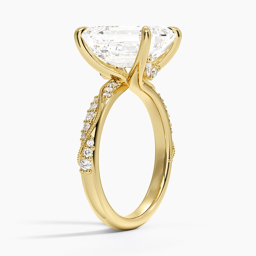 18K Yellow Gold Camellia Hidden Accent 2.5mm Diamond Ring
