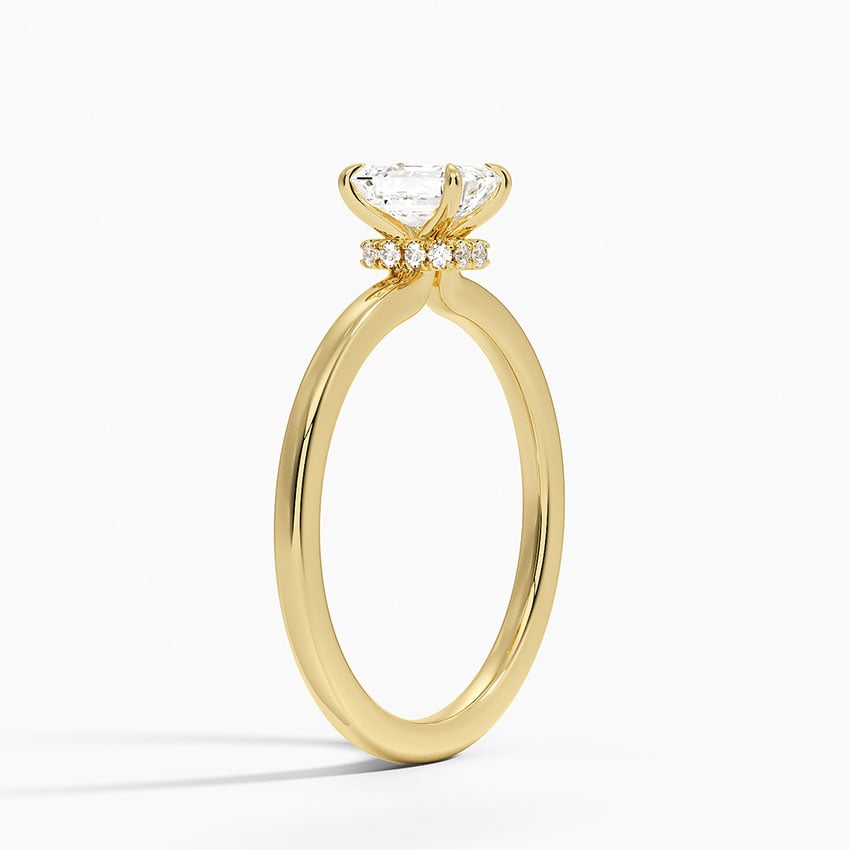 18K Yellow Gold Secret Halo Diamond Ring