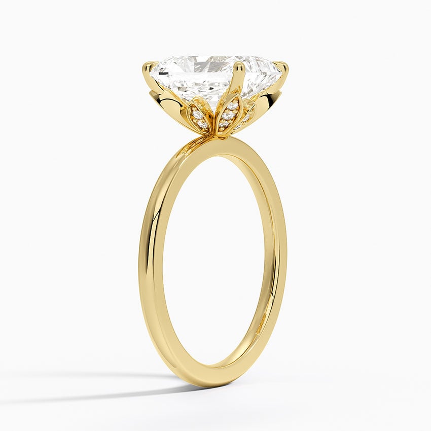 Diamond Accented Petal Prong Engagement Ring