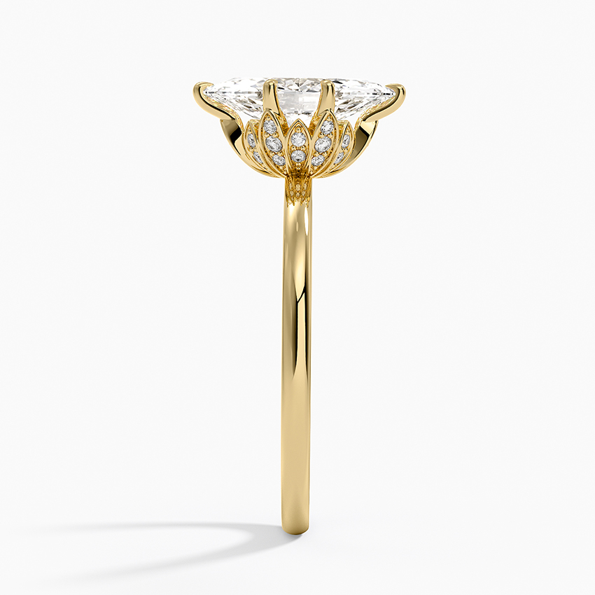 18K Yellow Gold Petal Six Prong Diamond Ring