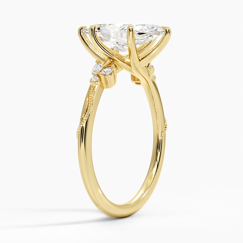 Camellia Milgrain Engagement Ring - Floral Diamond Ring