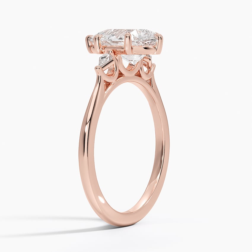 14K Rose Gold Petite Cometa Perfect Fit Three Stone Diamond Ring