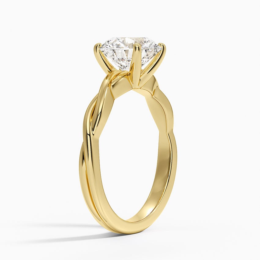 14K Yellow Gold Twisted Vine Solitaire Ring, large side view