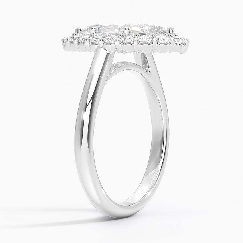 18K White Gold Lotus Flower Halo Diamond Ring (1/4 ct. tw.)