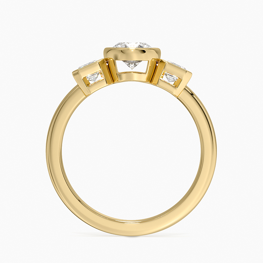 18K Yellow Gold Rhiannon Bezel Three Stone Diamond Ring