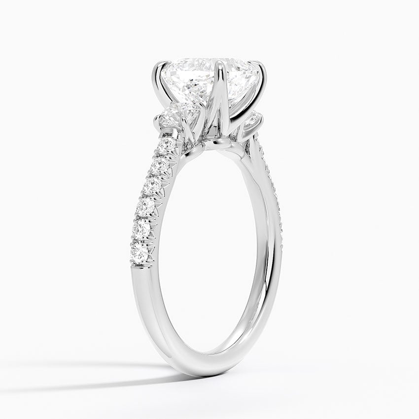 Pavé Three Stone Diamond Ring