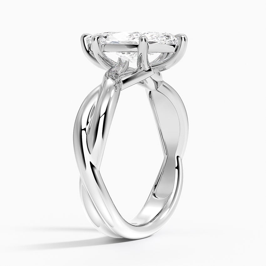 18K White Gold Hazel Twist Solitaire Diamond Ring