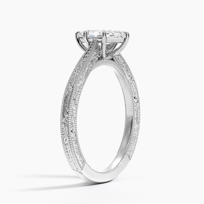 18KW Sapphire Elsie Engraved Ring, large top view