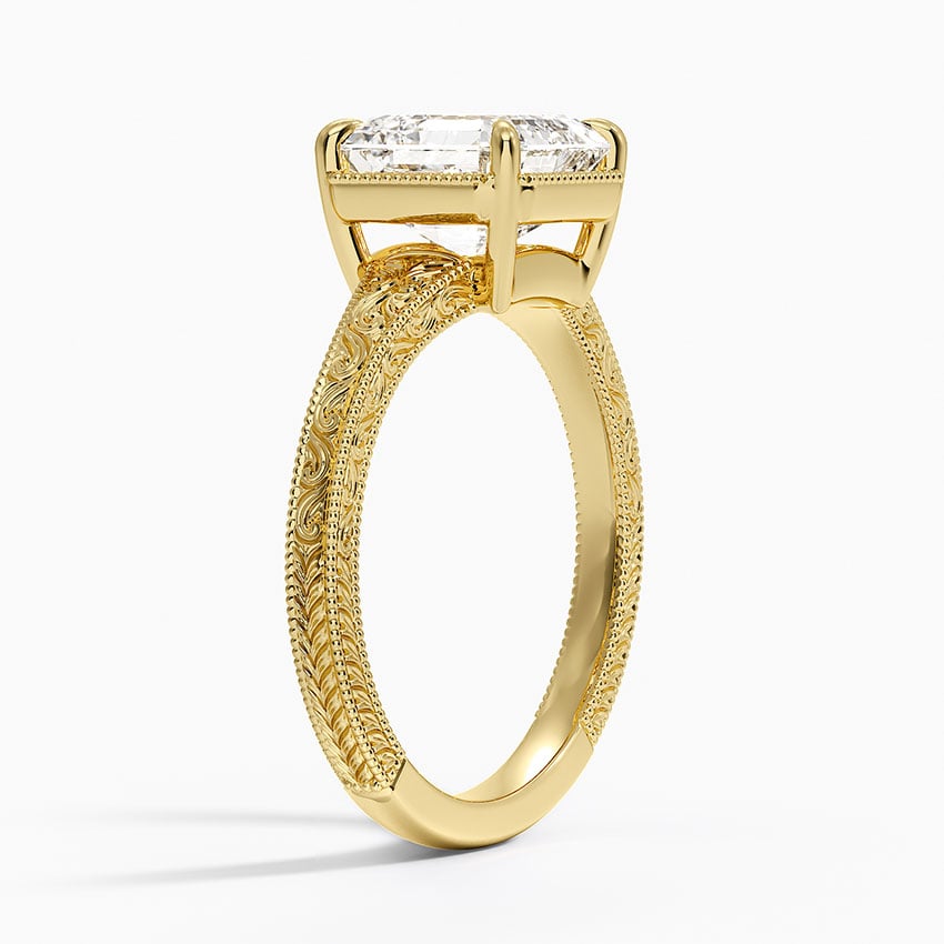 Tapered Elsie Engraved Solitaire Ring