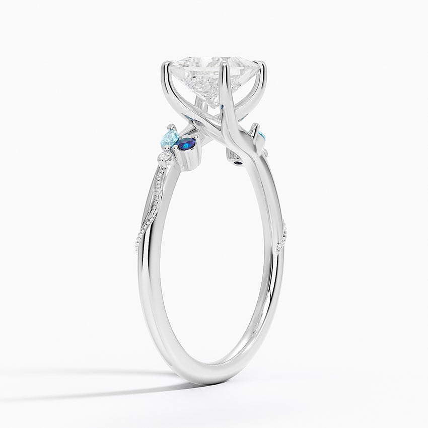 Lab Alexandrite and Aquamarine Accented Engagement Ring