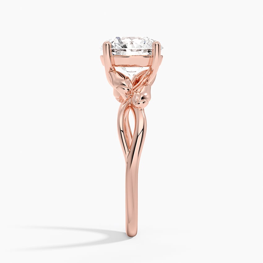 14K Rose Gold Budding Willow Solitaire Ring, large side view