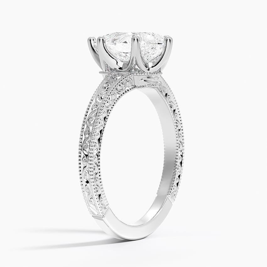 14K White Gold Hudson Engraved Ring