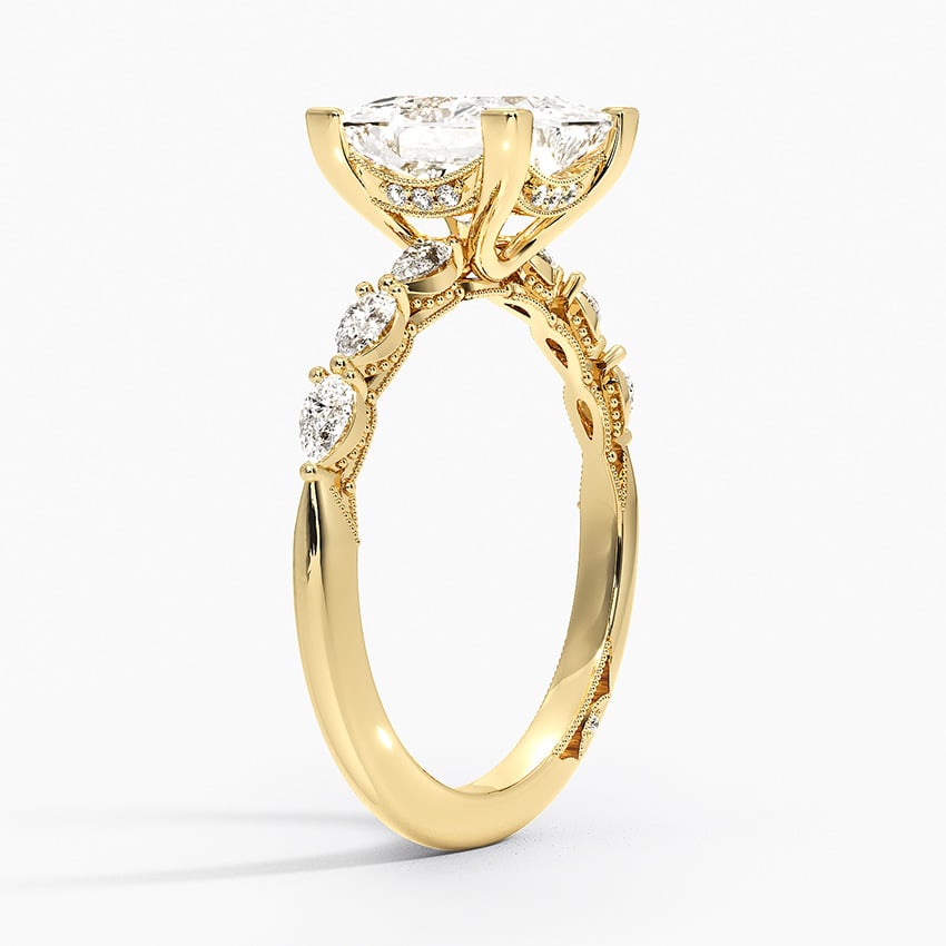 18K Yellow Gold Tacori Sculpted Crescent Pear Diamond Ring