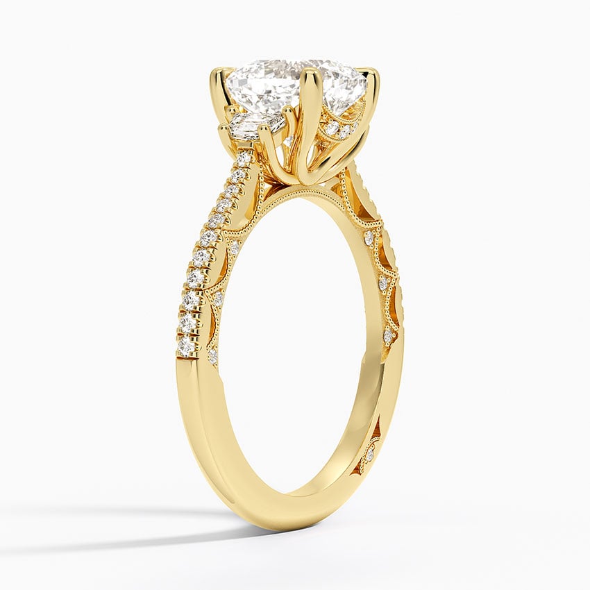 Tacori Lunetta Crescent Pavé Three Stone Diamond Ring