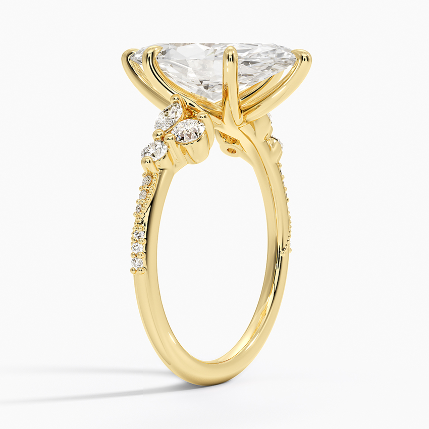 18K Yellow Gold Luxe Camellia Milgrain Diamond Ring