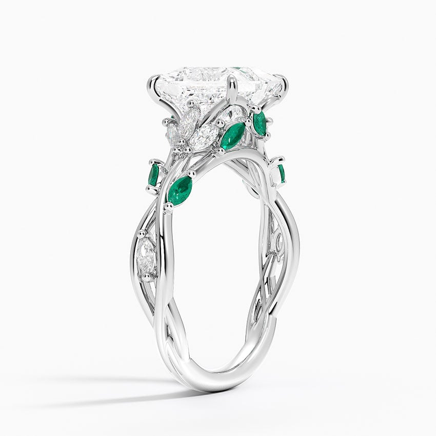 18K White Gold Secret Garden Lab Emerald and Diamond Ring (1/4 ct. tw.)