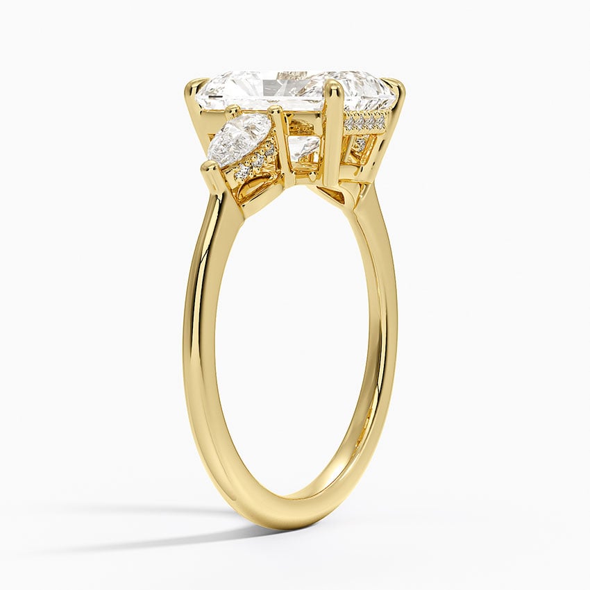 18K Yellow Gold Adorned Opera Three Stone Diamond Ring (1/2 ct. tw.)