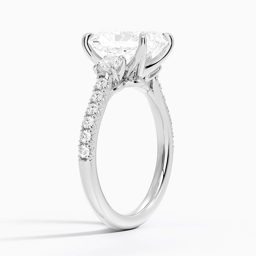 Pavé Three Stone Diamond Ring