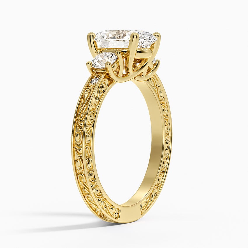Antique Scroll Engraved Three Stone Diamond Ring (1/3 ct. tw.)