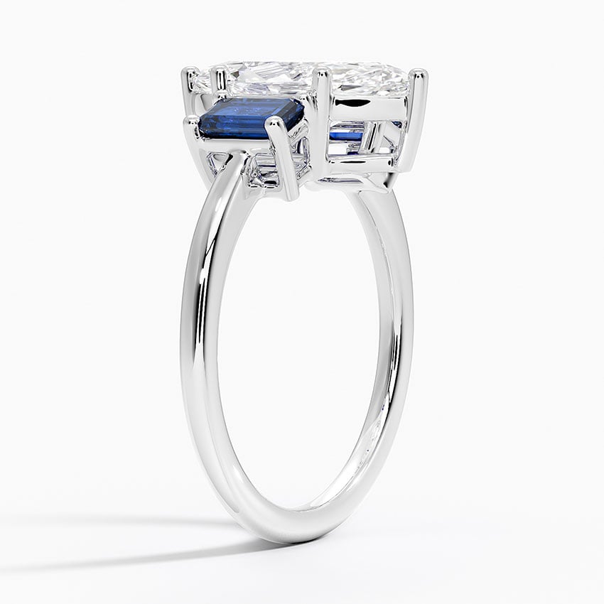 Three Stone Engagement Ring with Sapphire Side Stones