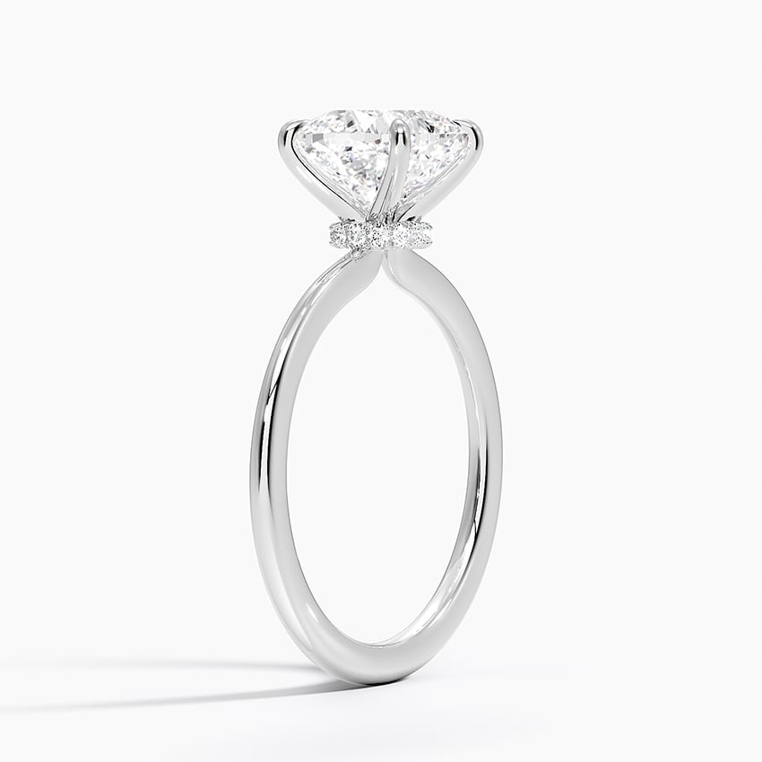 18K White Gold Petite Secret Halo Diamond Ring