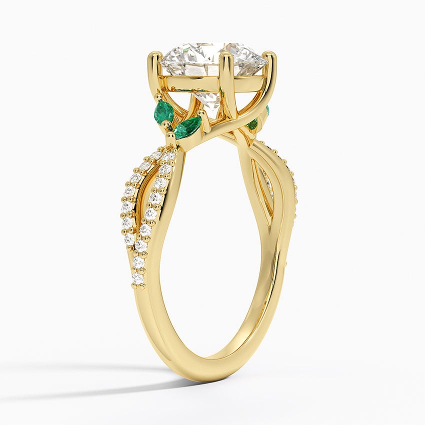 18K Yellow Gold Luxe Willow Lab Emerald and Diamond Ring (1/8 ct. tw.)