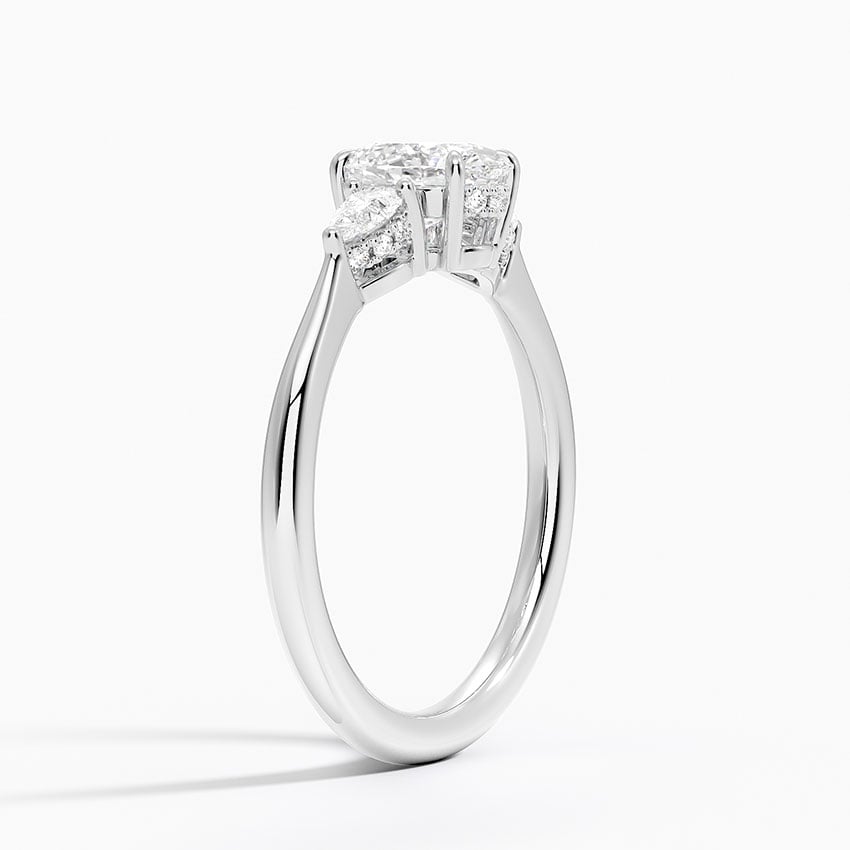 PT Lab Grown Sapphire Adorned Petite Opera Three Stone Diamond Ring, large top view