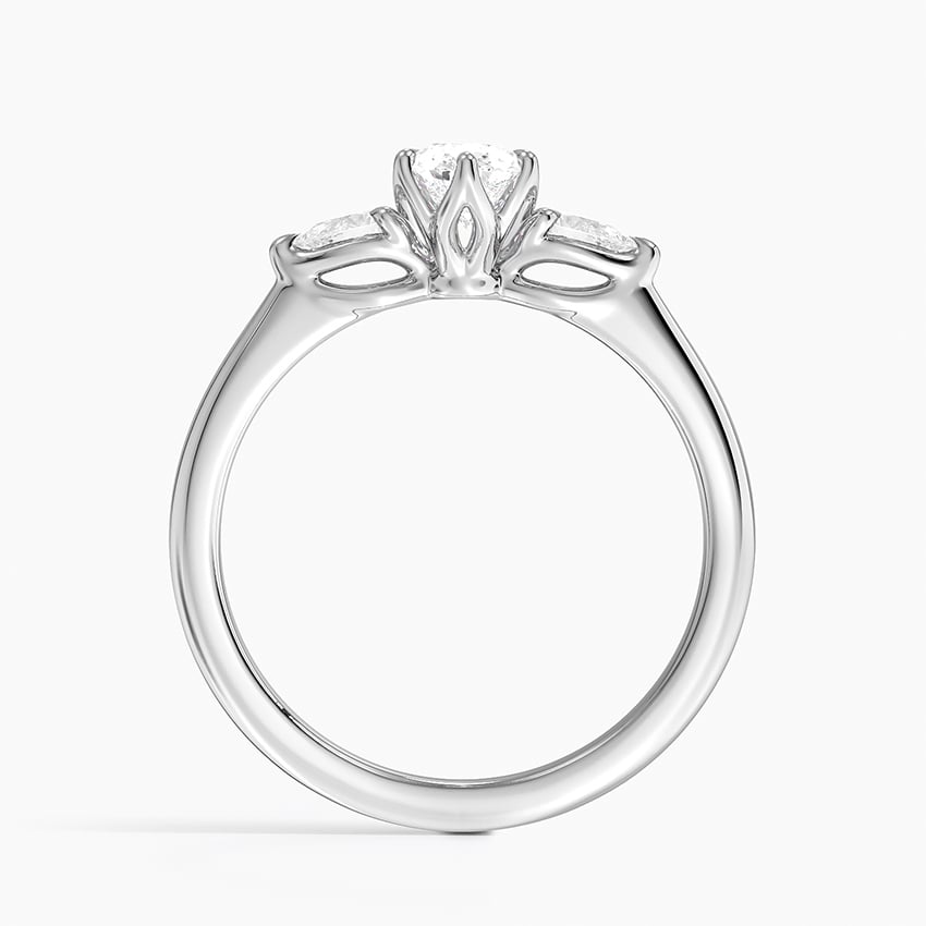 Petite Fleur Three Stone Diamond Ring in Platinum
