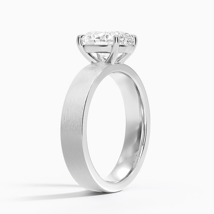 18K White Gold Peyton 4mm Satin Finish Solitaire Ring
