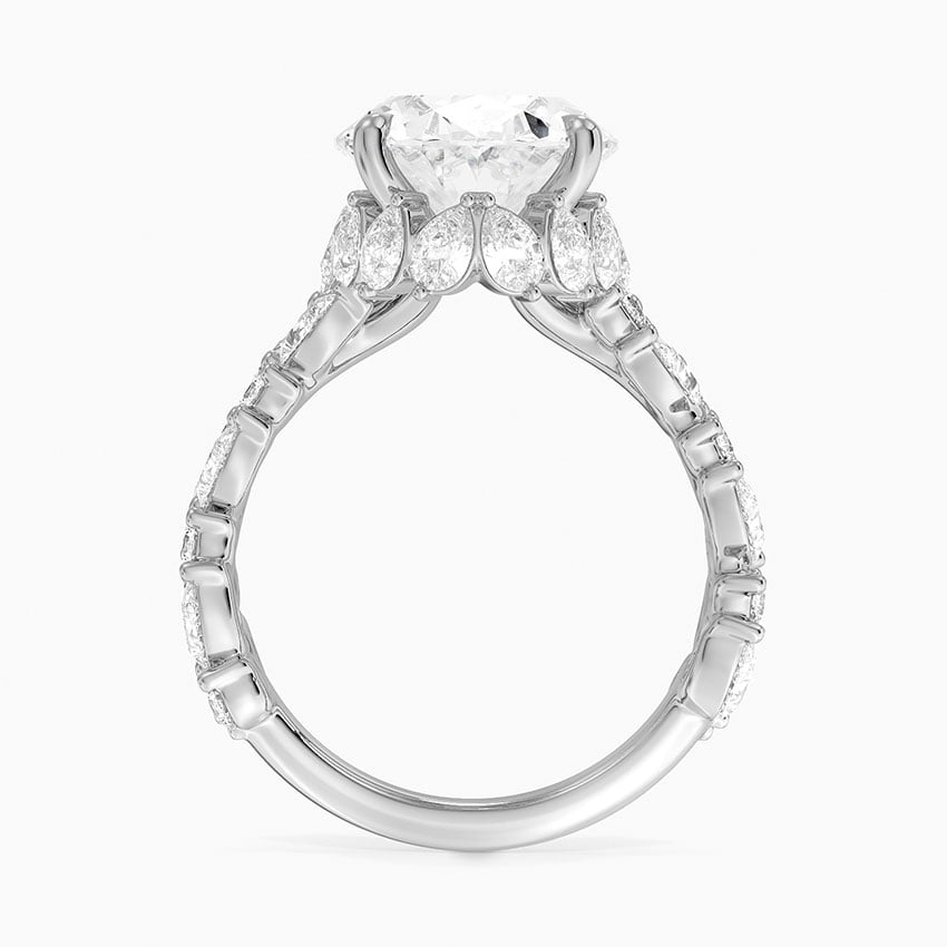 Olivetta Double Row Diamond Engagement Ring in 18K White Gold