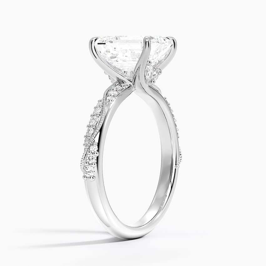 Platinum Camellia Hidden Accent 2.5mm Diamond Ring