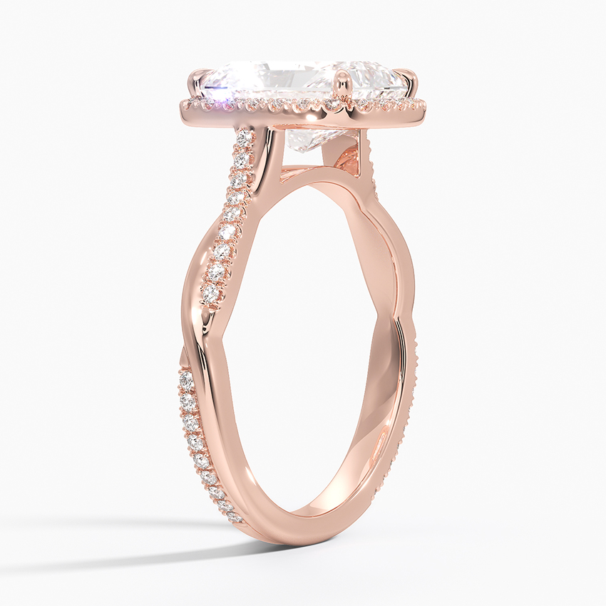 14K Rose Gold Petite Twisted Vine Halo Diamond Ring (1/4 ct. tw.)