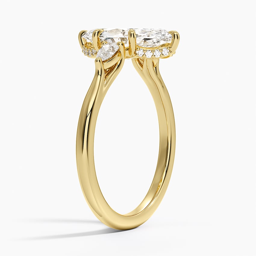 Floating Three Stone Pear Diamond Ring