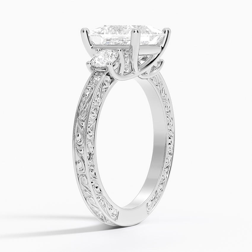 Three Stone Filigree Ring - Antique Scroll