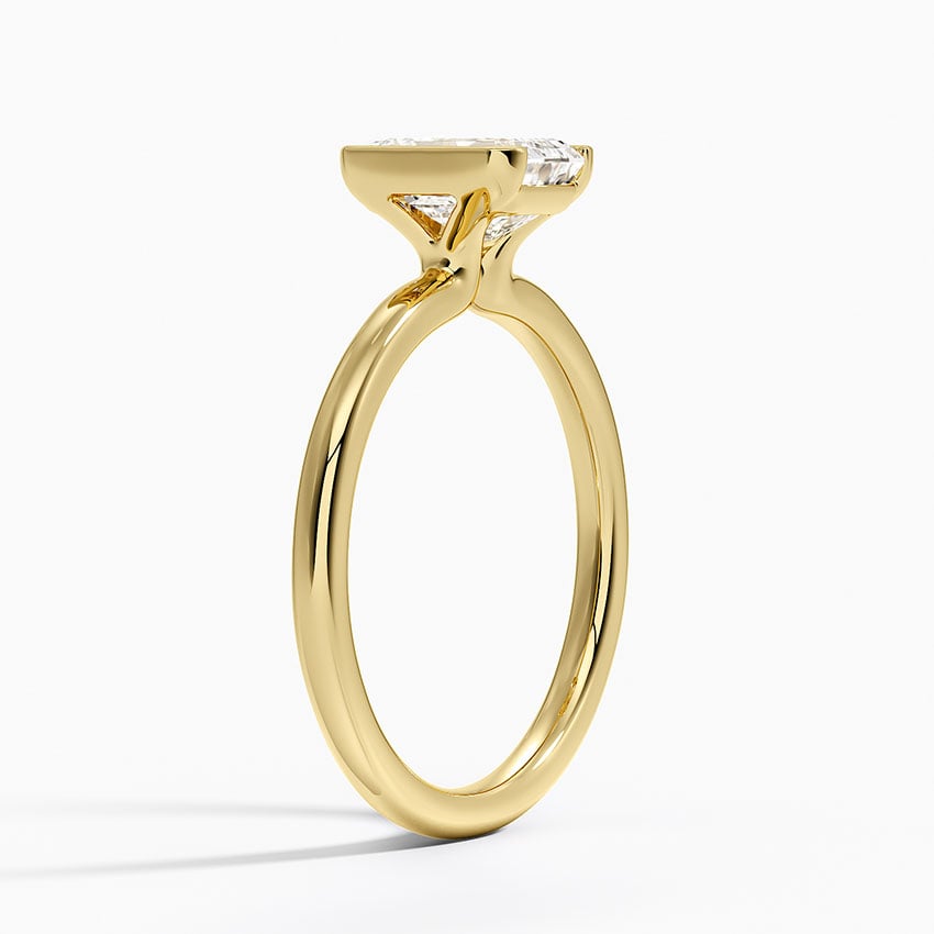 Annika Half Bezel Solitaire Ring in 18K Yellow Gold