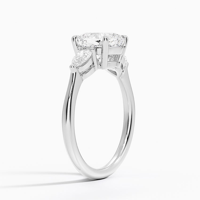 18K White Gold Opera Three Stone Diamond Ring