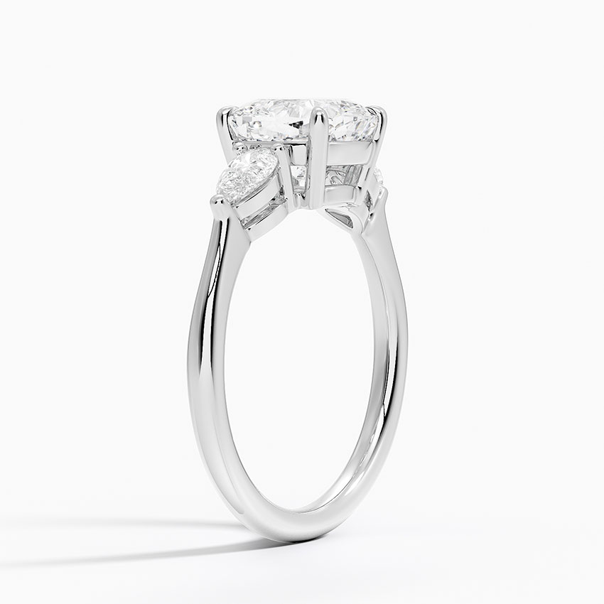 18K White Gold Opera Three Stone Diamond Ring