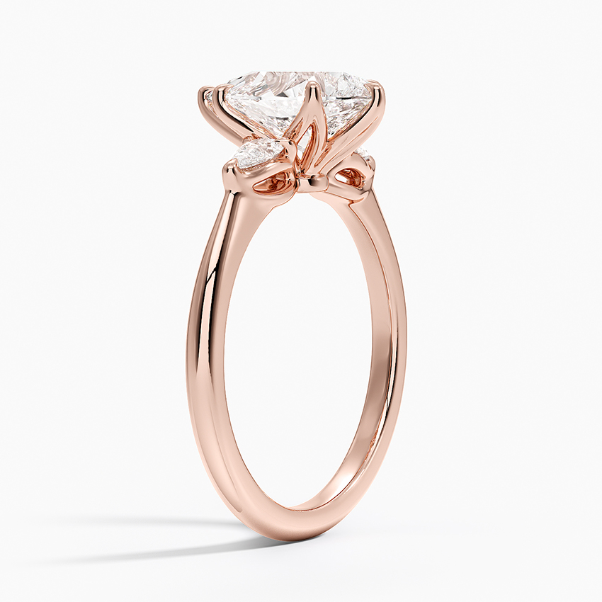 14K Rose Gold Petite Fleur Three Stone Diamond Ring