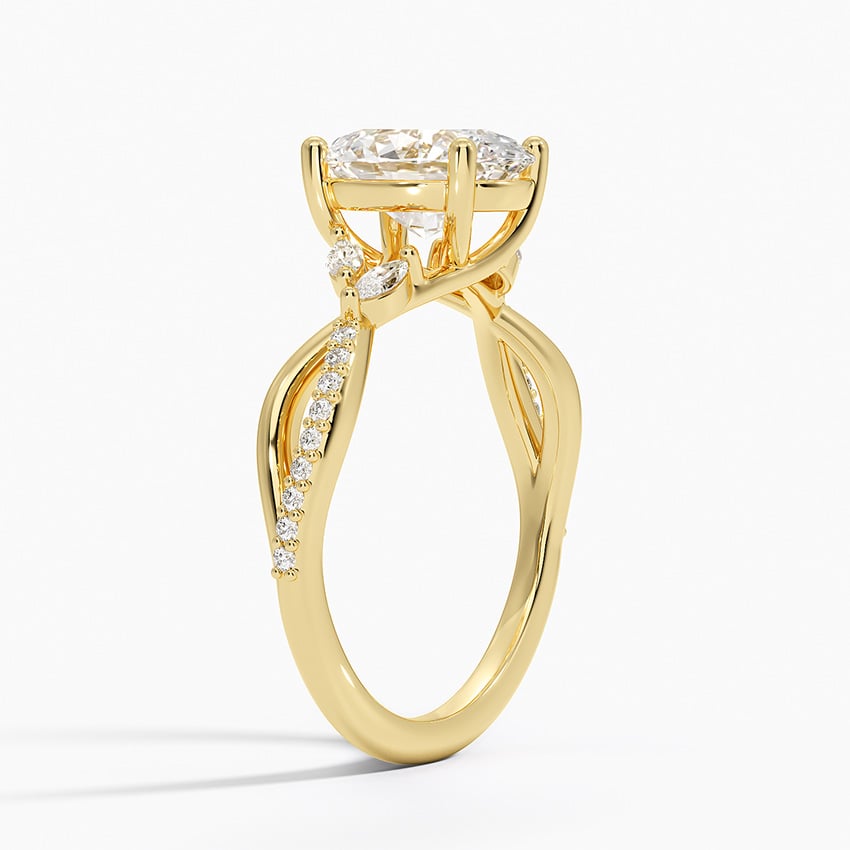 18K Yellow Gold Petite Twisted Willow Diamond Ring