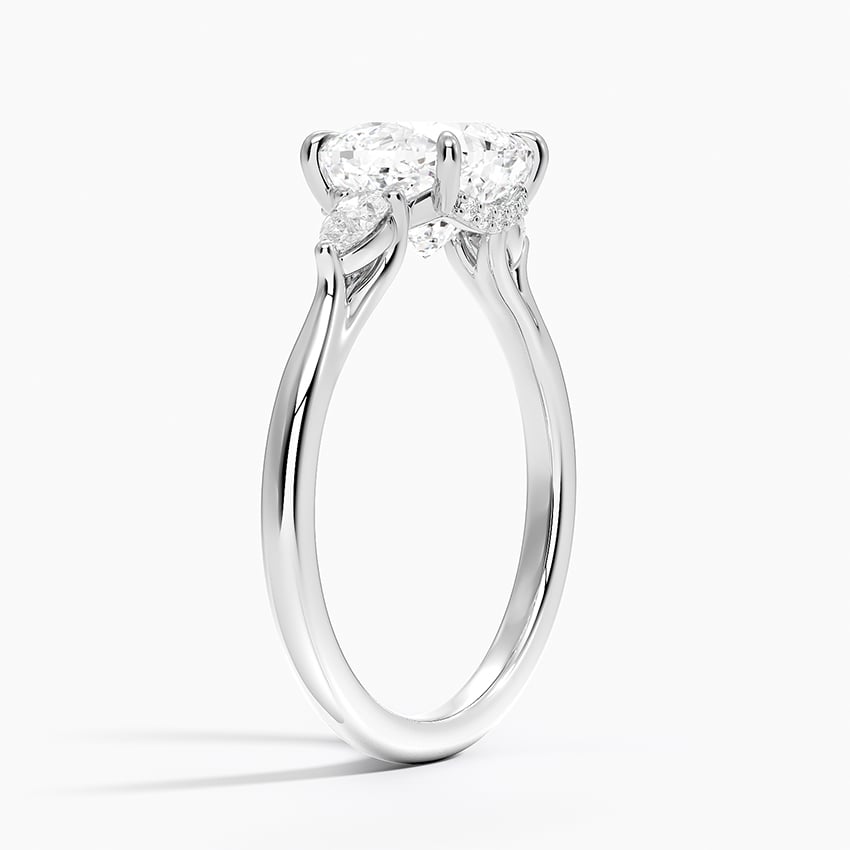 18K White Gold Floating Three Stone Pear Diamond Ring