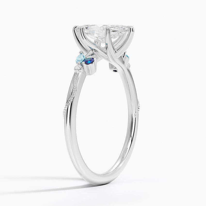 Lab Alexandrite and Aquamarine Accented Engagement Ring