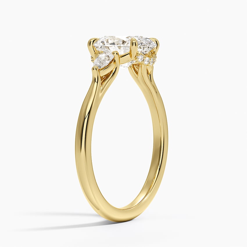 Floating Three Stone Pear Diamond Ring