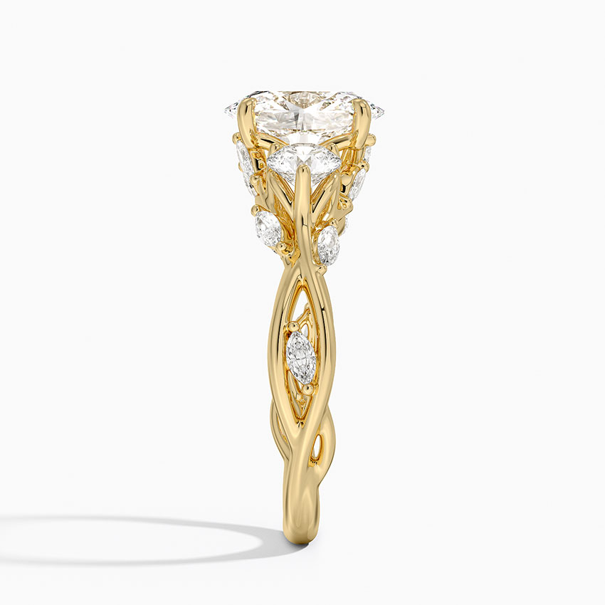 18K Yellow Gold Secret Garden Three Stone Diamond Engagement Ring