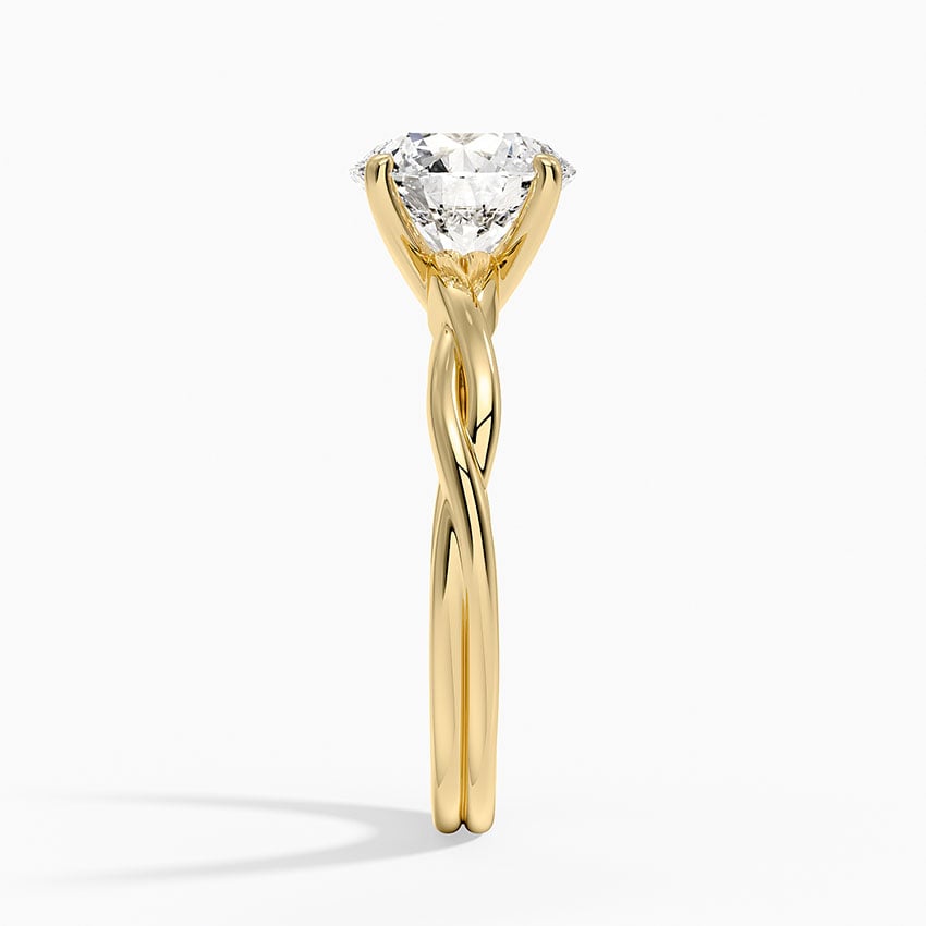 14K Yellow Gold Twisted Vine Solitaire Ring, large side view