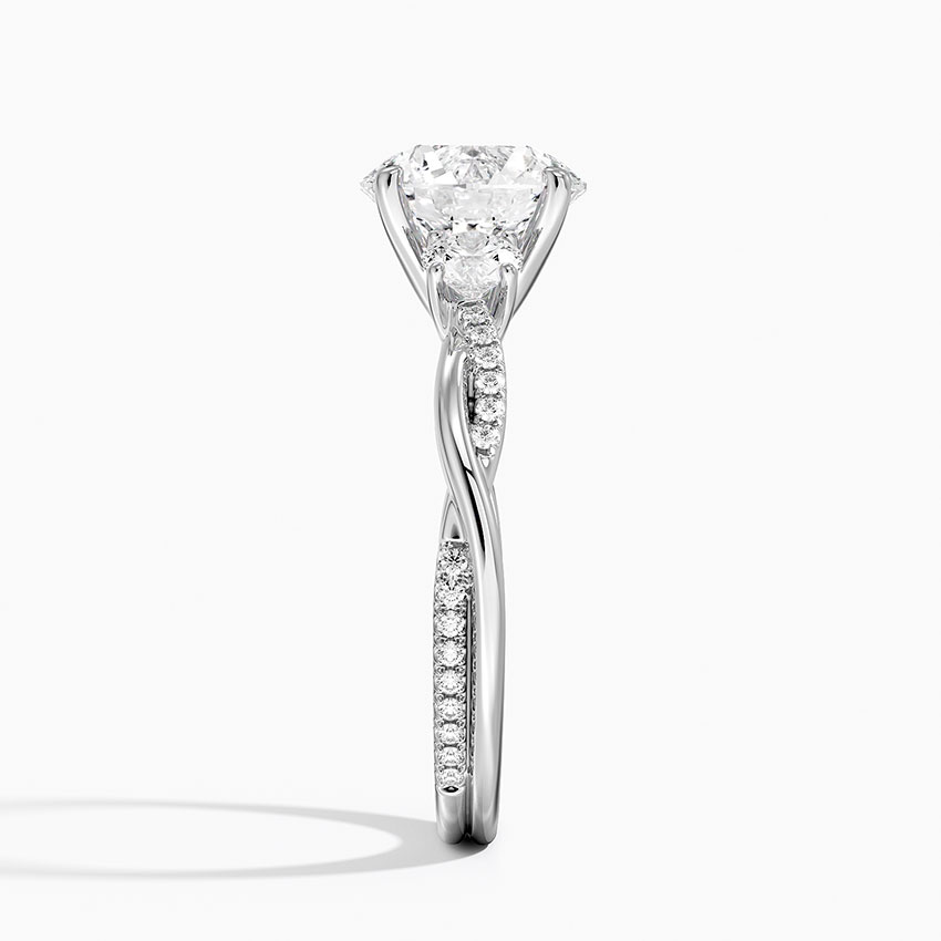 18K White Gold Petite Twisted Vine Three Stone Diamond Ring (2/5 ct. tw.)