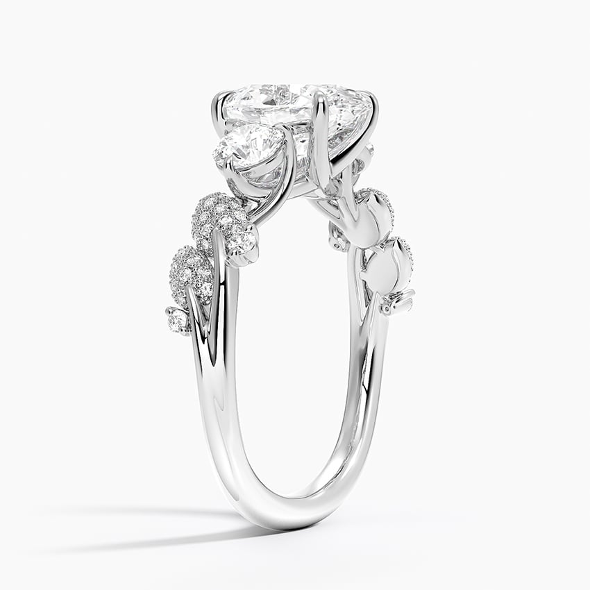 18K White Gold Canopy Three Stone Diamond Ring